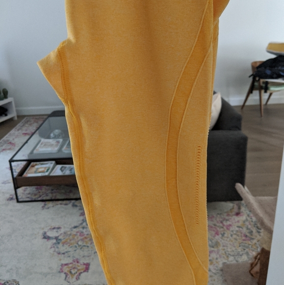 High Waisted Yellow Bright Yoga Leggings Tights - Picture 7 of 7